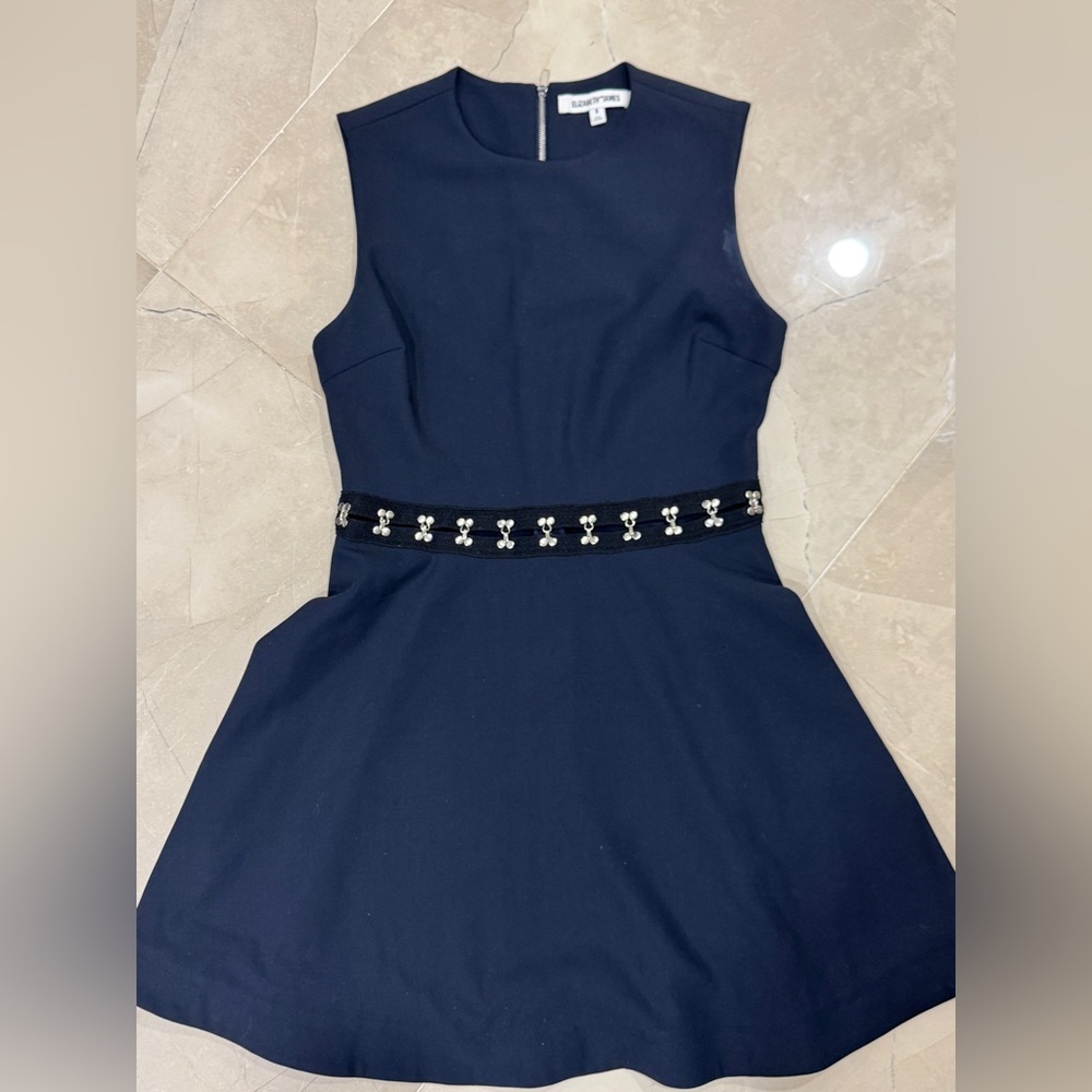 Elizabeth and James Navy Skater Dress with Middle Cutout